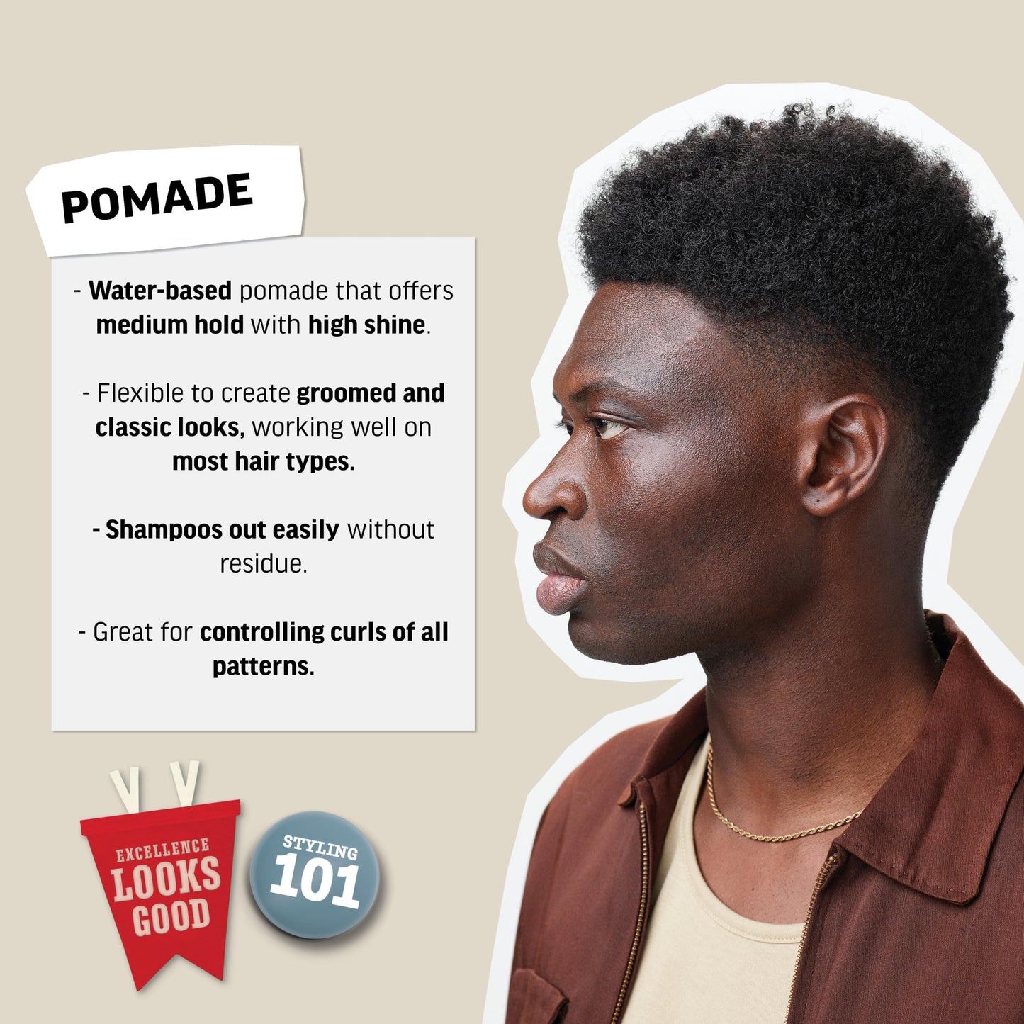 American Crew Men's Hair Pomade, Like Styling Gel with Medium Hold & High Shine, Travel Size, 1.7 oz
