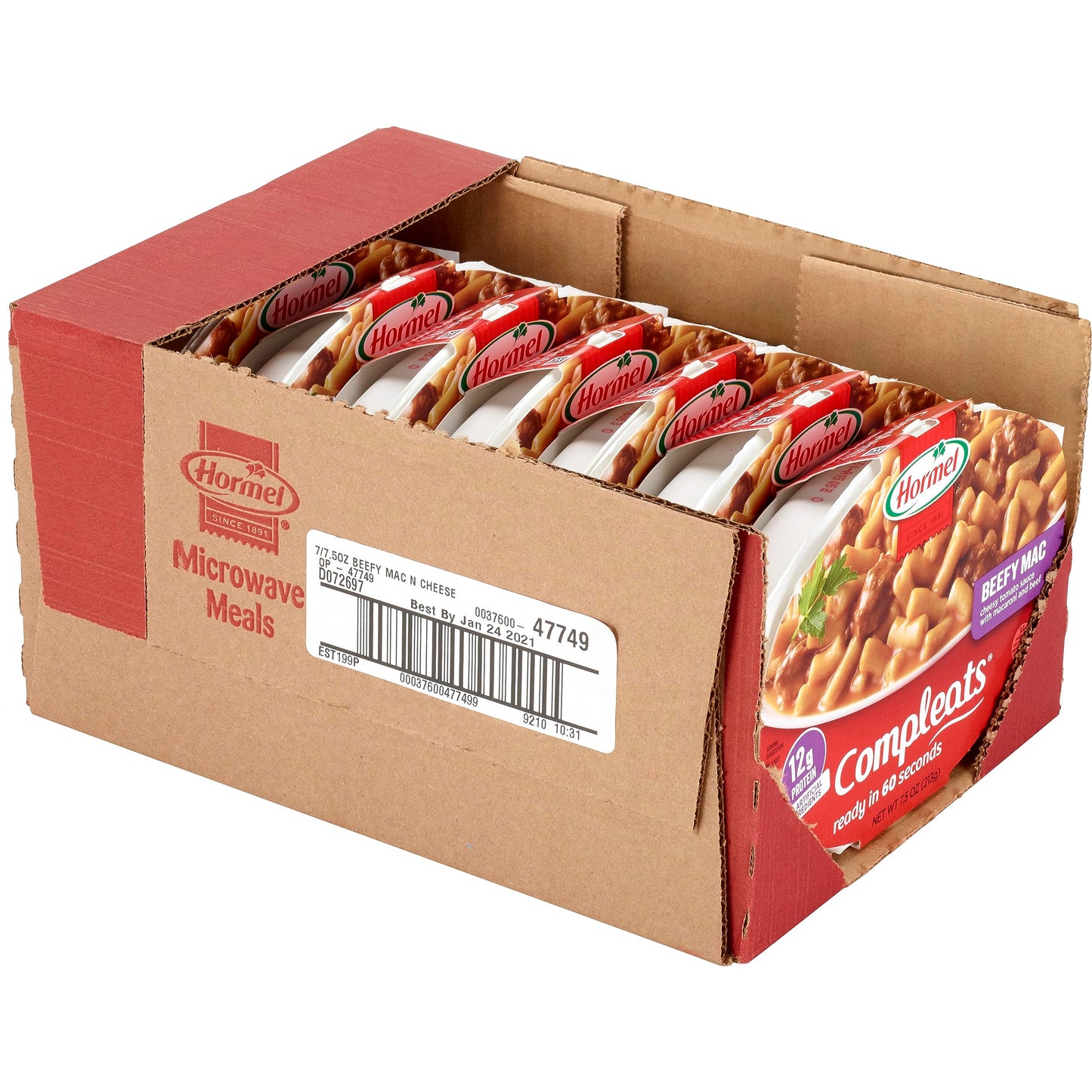 HORMEL COMPLEATS Beefy Mac & Cheese Microwave Tray, 7.5 Ounces (Pack of 7)