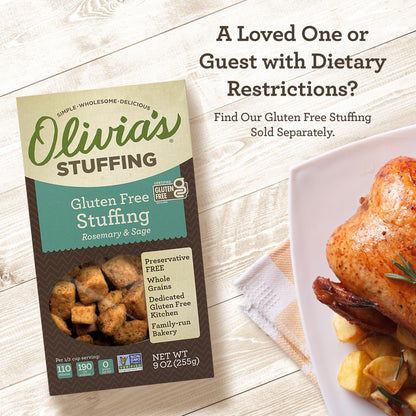 Olivia's Croutons Traditional Stuffing Mix - Natural and Vegan Dressing, 12 oz (Pack of 2)