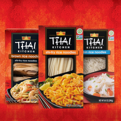 Thai Kitchen Stir Fry Rice Noodles, Gluten Free, Non GMO, Two Ingredients, Quick Cook, For Pad Thai and Other Stir-Fry Dishes, 14 oz