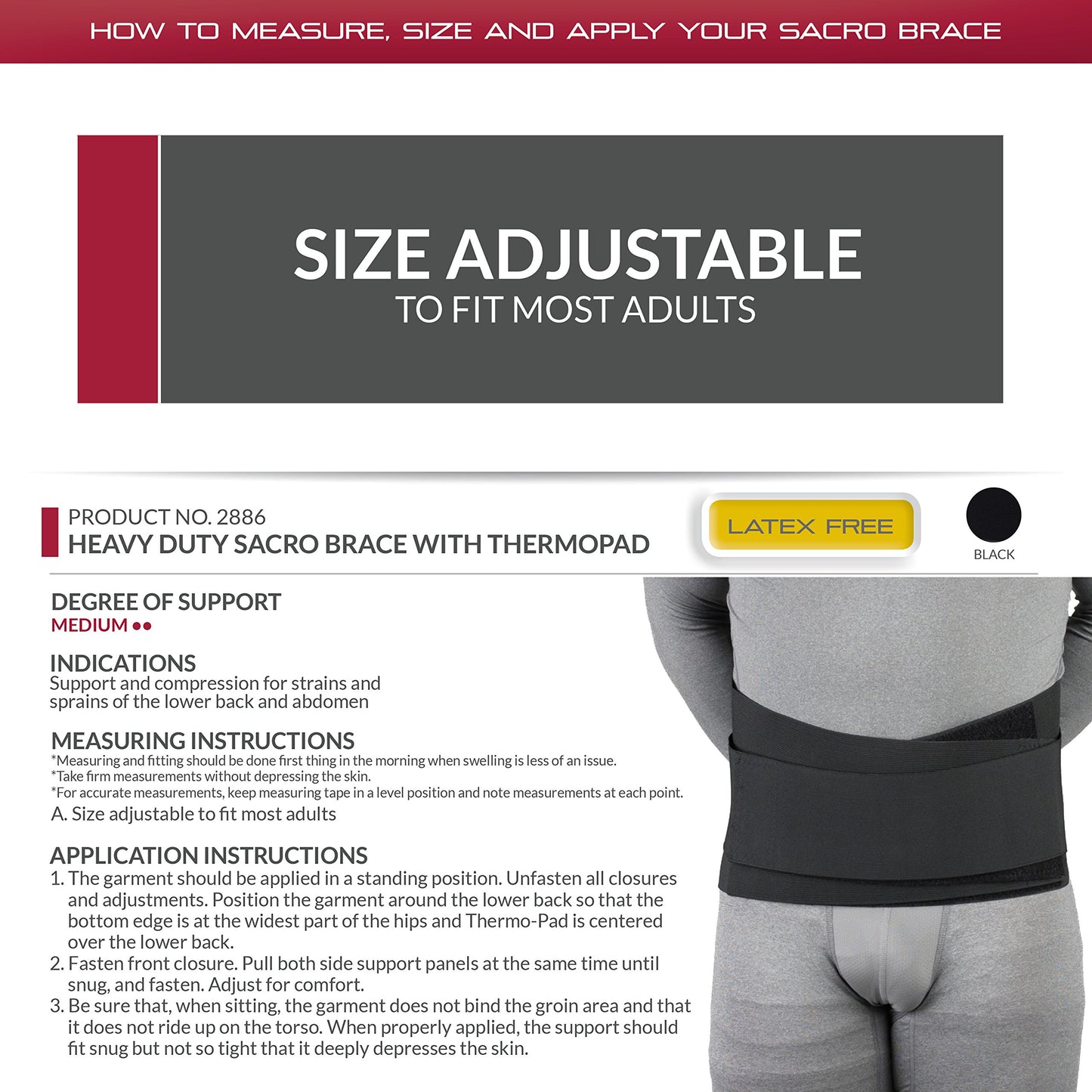 OTC Sacro Brace, Lower Back, Heavy Duty Support, Thermo Pad