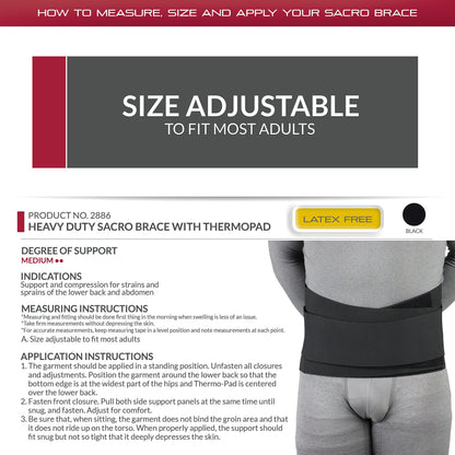 OTC Sacro Brace, Lower Back, Heavy Duty Support, Thermo Pad