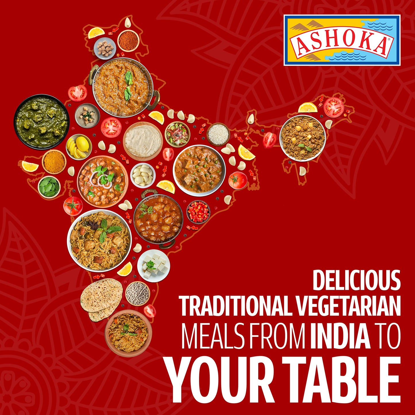 Ashoka Microwaveable Entrees 1932, Vegetarian Sampler Kit, Heat & Serve Meal Pack, Kosher Certified Variety Pack, Authentic Indian Cuisine, Instant Meals, Gluten-Free with No Preservatives, Pack of 10