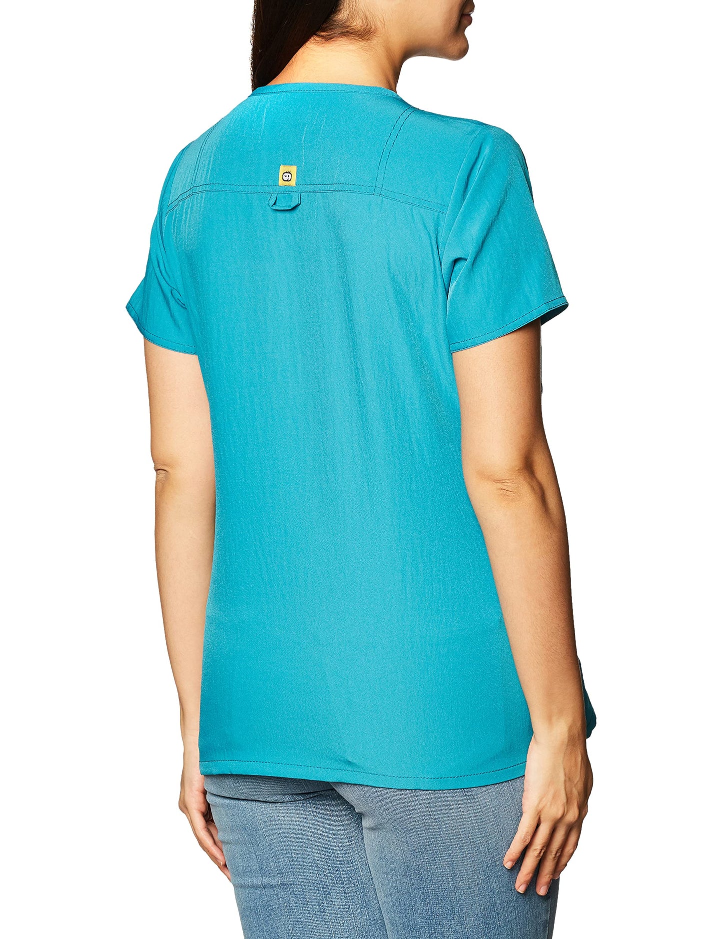 WonderWink Women's Scrubs Four Way Stretch Sporty V-Neck Top, Real Teal, Small