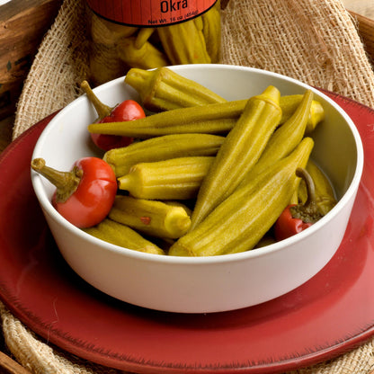 Amish Valley Products Pickled Crisp Okra Glass Jar Gourmet Chacuterie Board Garnish Vegetable (Mild, One Jar)