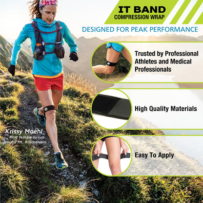 Pro-Tec Athletics IT Band Compression Wrap, Knee Brace, Compression Wraps, Knee Strain, Knee and Outside of Knee Support, Iliotibial Band Syndrome, Adjustable, Men & Women, Working Out