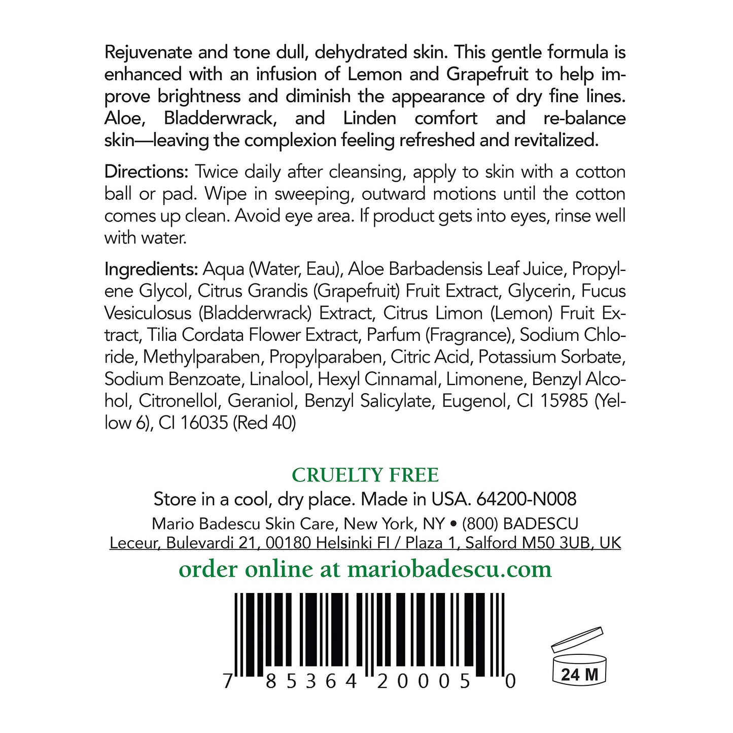 Mario Badescu Alpha Grapefruit Toner for Combination, Dry & Sensitive Skin, Alcohol-Free Face Toner with Grapefruit Extract & Aloe Vera, Gently Exfoliates & Visibly Brightens