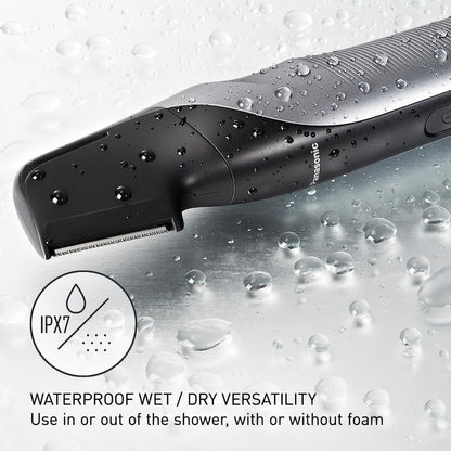 Panasonic Body Groomer for Men and Women, Unisex Wet/Dry Cordless Electric Body Hair Trimmer with 2 Comb Attachments, Multi-Directional Shaving in Sensitive Areas - ER-GK80-S (Black)