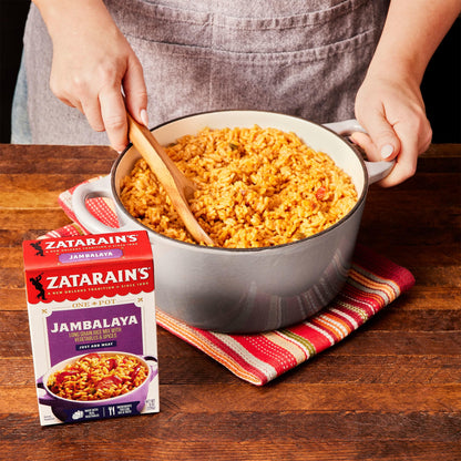 Zatarain's Rice Mix, Jambalaya, Long Grain Rice with Onions, Bell Peppers, Garlic, Paprika, and Red Peppers, Just Add Meat for Easy-Prep, New Orleans Style Rice Meal, 8 oz