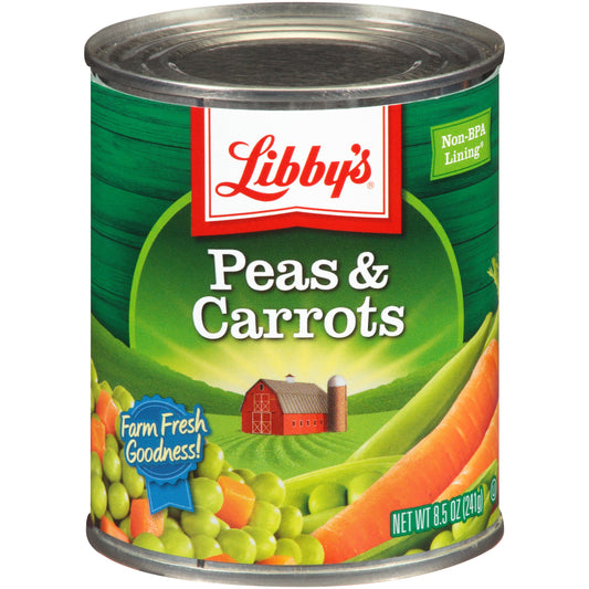 Libby's Peas & Carrots | Deliciously Sweet, Vibrantly Orange Diced Carrots & Succulent Green Sweet Peas | Grown & Made in USA | 8.5 oz (Pack of 12)