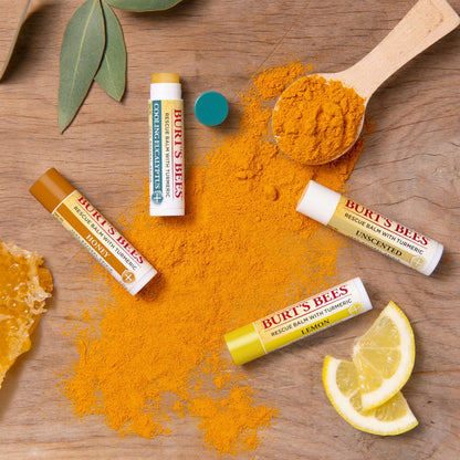Burt's Bees Rescue Balm Unscented Lip Balm, With Antioxidant-Rich Turmeric, Tint-Free, Natural Origin Lip Care, 2 Tubes, 0.15 oz.