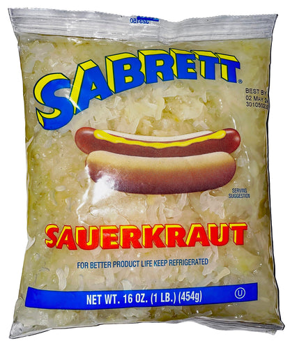 Sabrett Pushcart Style Shredded Sauerkraut | Kosher | 16 oz. 2 Pack