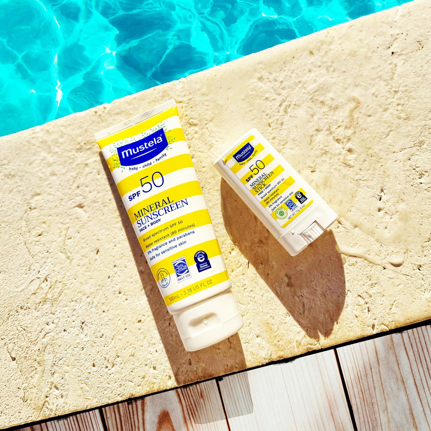 Mustela Baby Mineral Sunscreen Stick SPF 50 Broad Spectrum - Face & Body Sun Stick with 70% Organic Ingredients - Ultra Sheer, Water Resistant & Fragrance-Free - 0.6 oz.
