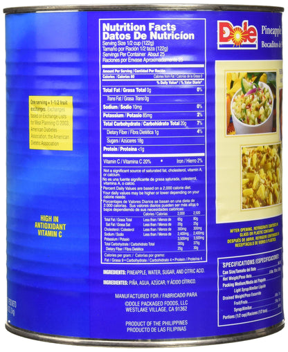 DOLE Pineapple Tidbits No. 10, 106 Ounce