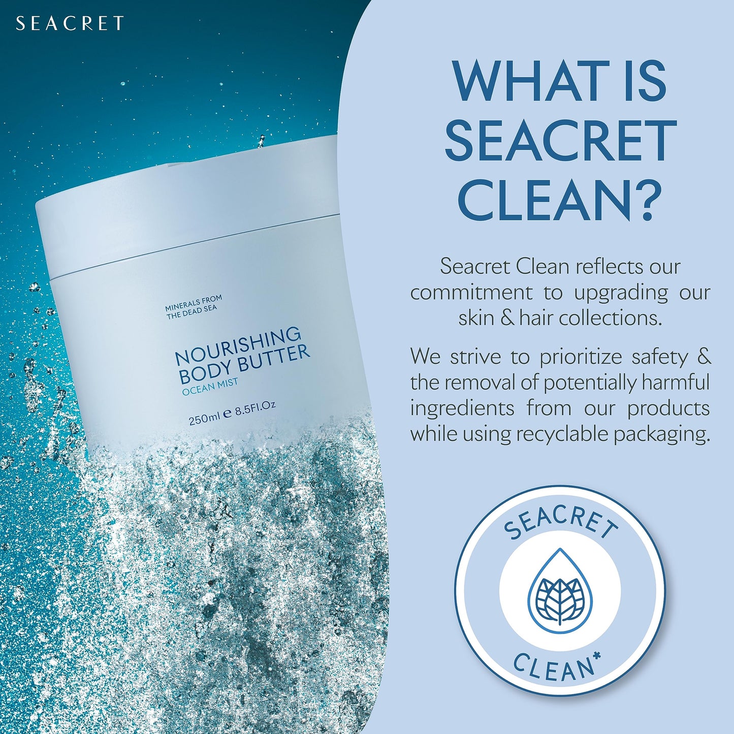 SEACRET Minerals Dead Sea Body Butter - Ultra-Rich Shea Butter & Coconut Oil Body Moisturizing Cream for Dry Skin, Fast Absorbing, Non-Greasy with Aloe Vera & Vitamin E, 8.5 fl. oz.