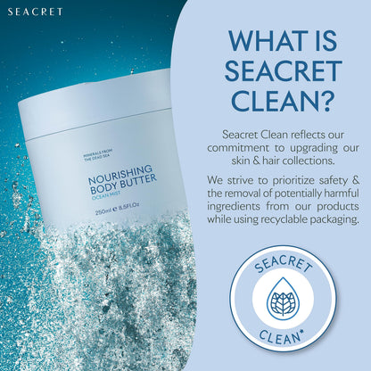 SEACRET Minerals Dead Sea Body Butter - Ultra-Rich Shea Butter & Coconut Oil Body Moisturizing Cream for Dry Skin, Fast Absorbing, Non-Greasy with Aloe Vera & Vitamin E, 8.5 fl. oz.