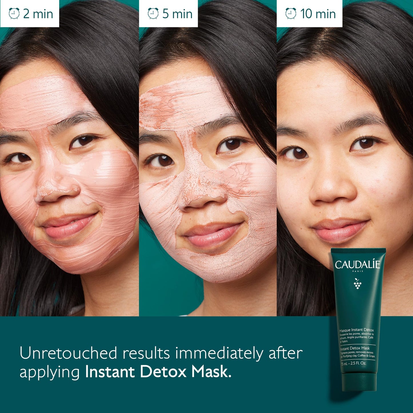 Caudalie Instant Detox Mask Pore Minimizing - Visibly Eliminates Excess Sebum and Visibly Tightens Pores in as Little as 10 Minutes