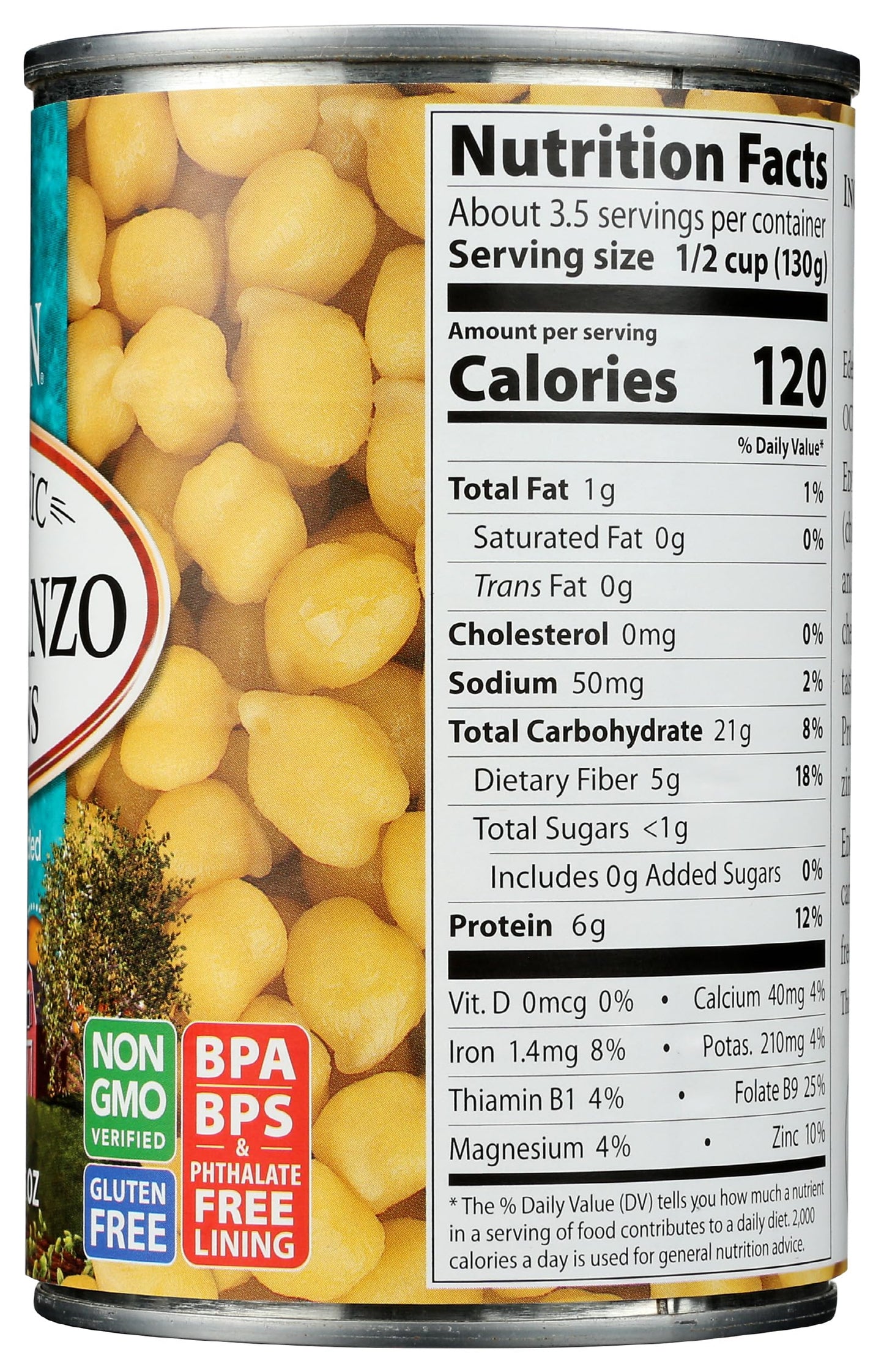 Eden Organic Garbanzo Beans, 15 oz Can, No Salt, Non-GMO, Gluten Free, Vegan, Kosher, U.S. Grown, Heat and Serve, Macrobiotic, Chickpeas