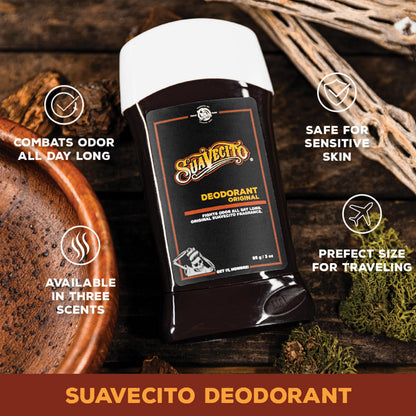 Suavecito Original Scent Stick Deodorant Underarms Men's Grooming Aluminum Free Combats Odor All Day Long