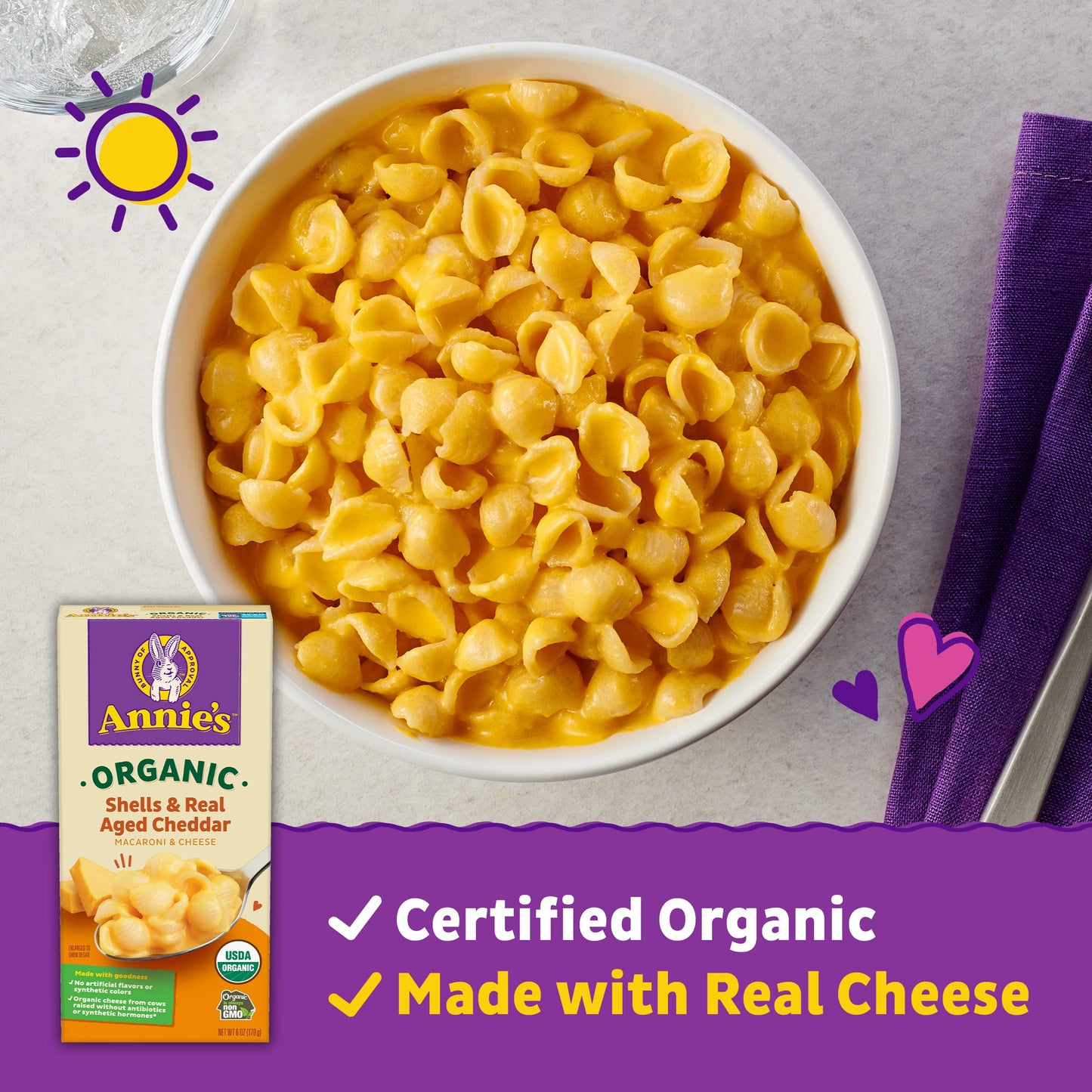 Annie's Organic Shells and Real Aged Cheddar, Made with Real Cheese, 6 oz