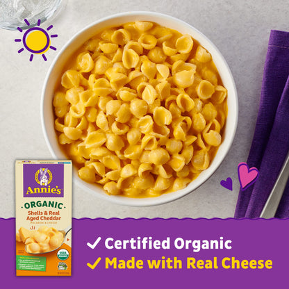 Annie's Organic Shells and Real Aged Cheddar, Made with Real Cheese, 6 oz