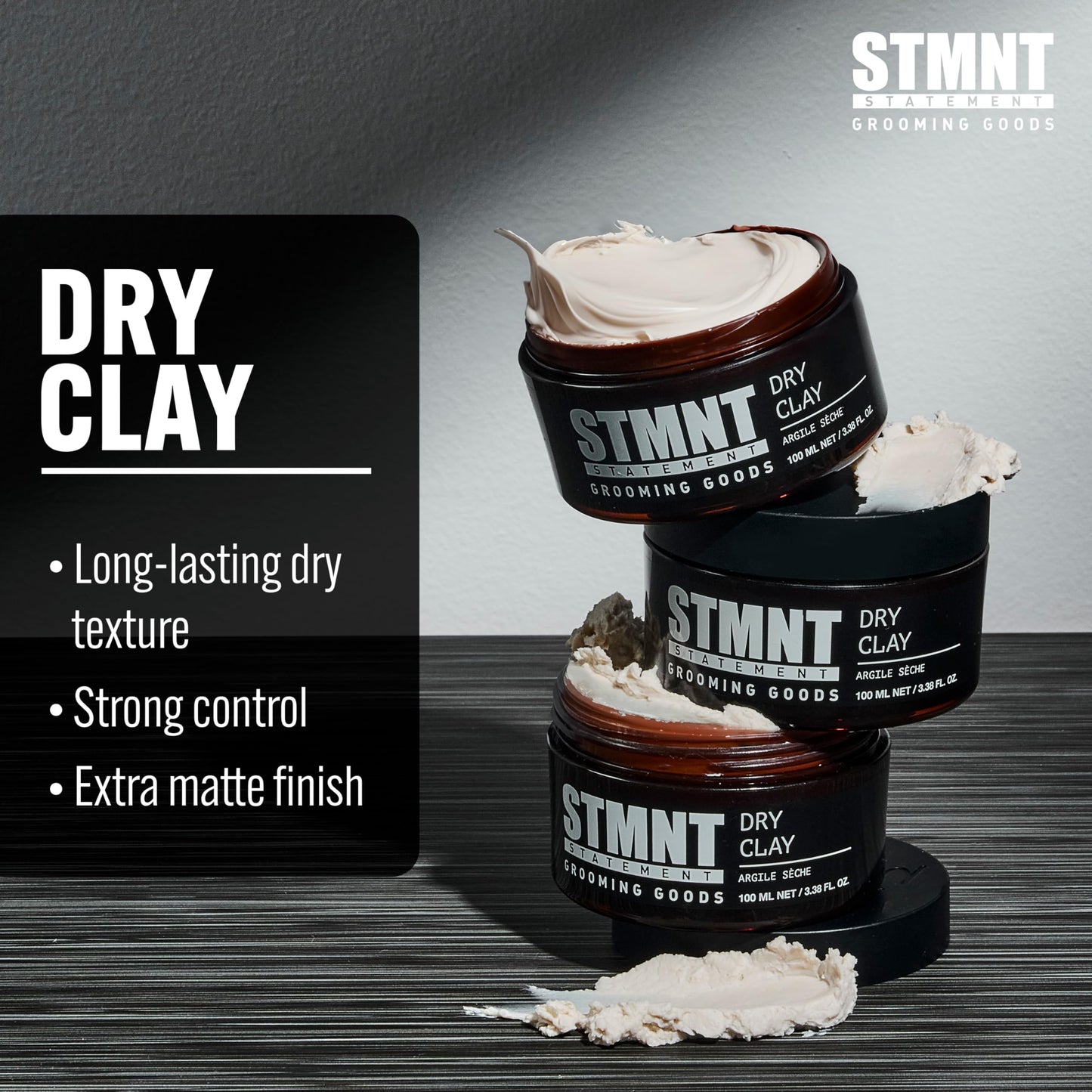 STMNT Grooming Goods Dry Clay | Extra Matte Finish | Super Strong Control | Easy to Wash Out