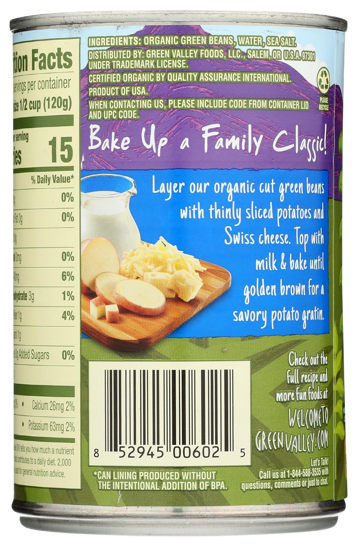 GREEN VALLEY Organic Cut Green Beans, 14.5 OZ