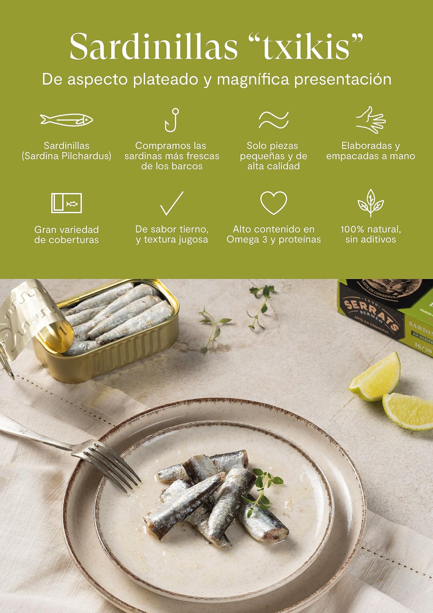 Baby Sardines in Olive Oil - 16/20 units, 1 tin x 4.1 oz