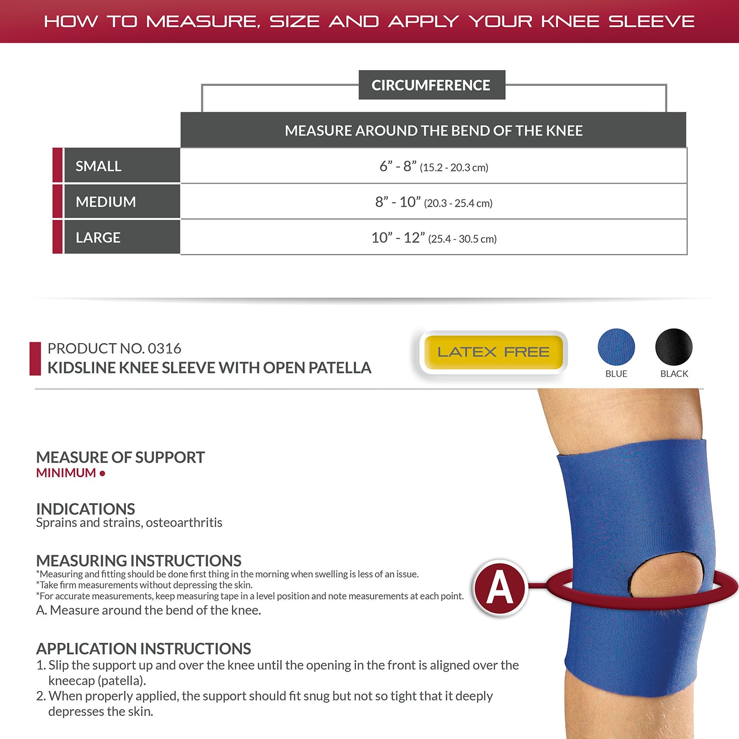 OTC KidsLine Knee Sleeve, Open Patella, Neoprene