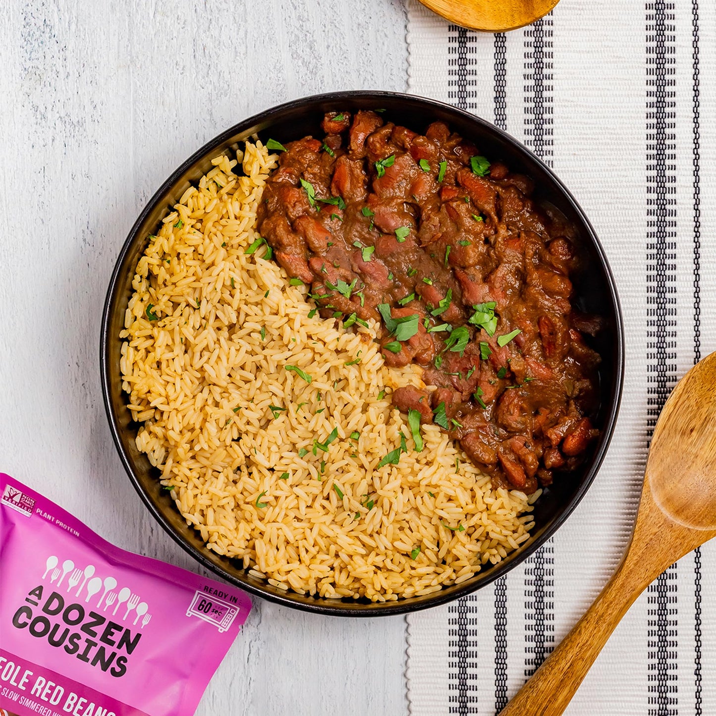 A Dozen Cousins Vegan Creole Red Beans 6pk, Seasoned Healthy Microwave Kidney Beans in Avocado Oil, Ready to Eat Prepared Food, Easy Plant Protein with Fiber, Gluten Free Quick Meal, Clean Ingredients