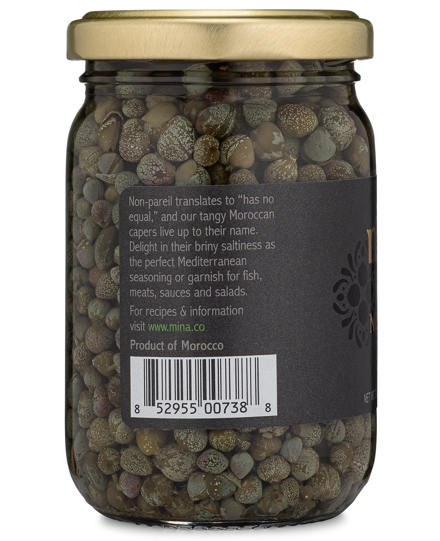 Mina Capers Non Pareil 7 oz, Perfect Mediterranean Seasoning or Garnish, Moroccan Capers Jar, Made with only Caper, Water, Vinegar and Sea Salt, Non GMO, Keto, Vegan, Gluten Free