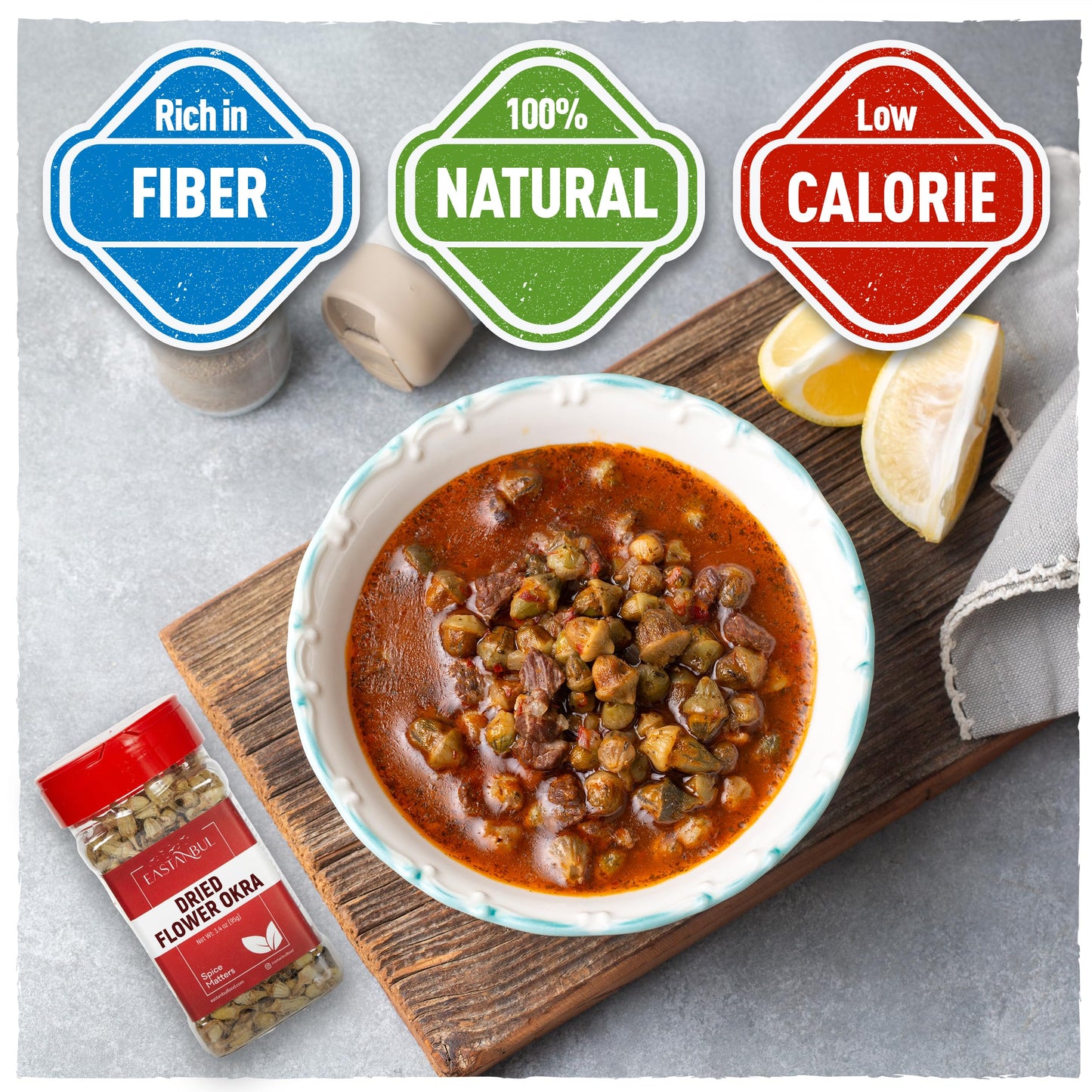Eastanbul Dried Okra, 3.4oz Dried Ladies' Finger Ocra, Dry Ochro, Bamie AKA Kuru Bamya for Snacks, Stews, Stir Fries Rehydratable for Fried Okra, Gumbo, Turkish Food