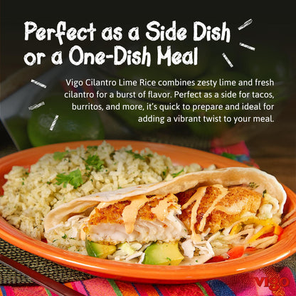 Vigo Authentic Cilantro Lime Rice, Fresh & Zesty Low Fat, 8oz (Cilantro Lime, 8 Ounce (Pack of 12))