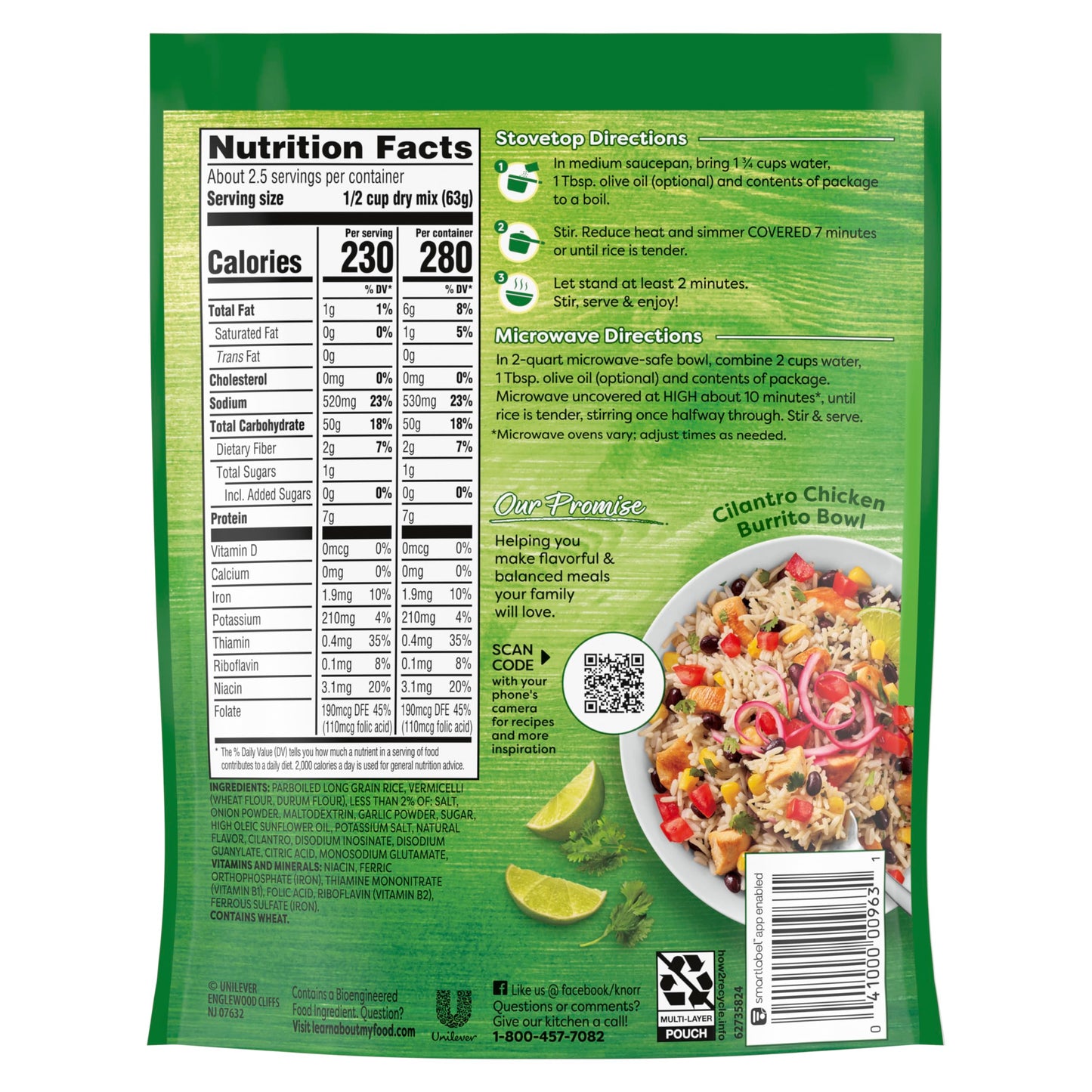 Knorr Cilantro Lime Side Meal Rice Sides Cilantro Lime 5.5 oz