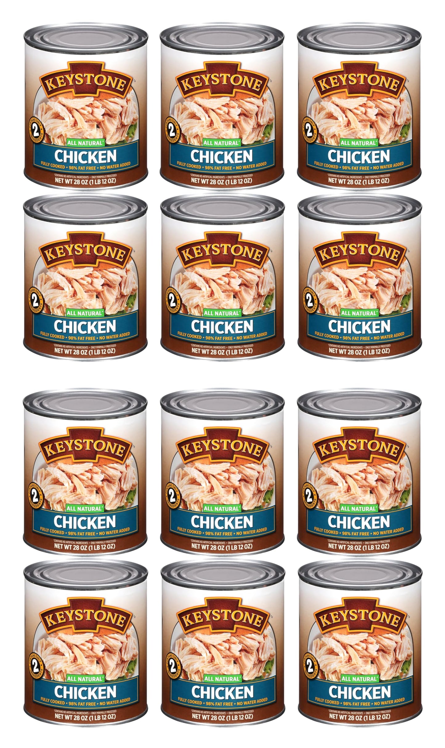 Keystone Meats All Natural Heat and Serve Canned Chicken 28 oz – Fully Cooked Canned Meat – 98% Fat Free – Shelf Stable with 5-Year Shelf Life – Premium Pantry Staple for Everyday Meals – Emergency Survival Canned Food – Ready to Eat – Gluten Free –...