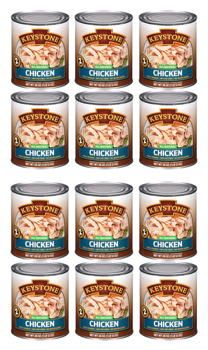 Keystone Meats All Natural Heat and Serve Canned Chicken 28 oz – Fully Cooked Canned Meat – 98% Fat Free – Shelf Stable with 5-Year Shelf Life – Premium Pantry Staple for Everyday Meals – Emergency Survival Canned Food – Ready to Eat – Gluten Free –...