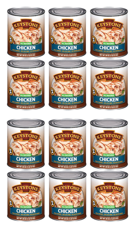 Keystone Meats All Natural Heat and Serve Canned Chicken 28 oz – Fully Cooked Canned Meat – 98% Fat Free – Shelf Stable with 5-Year Shelf Life – Premium Pantry Staple for Everyday Meals – Emergency Survival Canned Food – Ready to Eat – Gluten Free –...