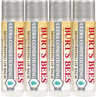 Burt's Bees Easter Basket Stuffers, Balm Bouquet Lip Balm Set, Original Beeswax, Vanilla Bean, Cucumber Mint, Coconut & Pear Pack, Natural Origin Lip Treatment, 4 Tubes, 0.15 oz.