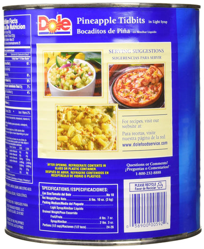 DOLE Pineapple Tidbits No. 10, 106 Ounce