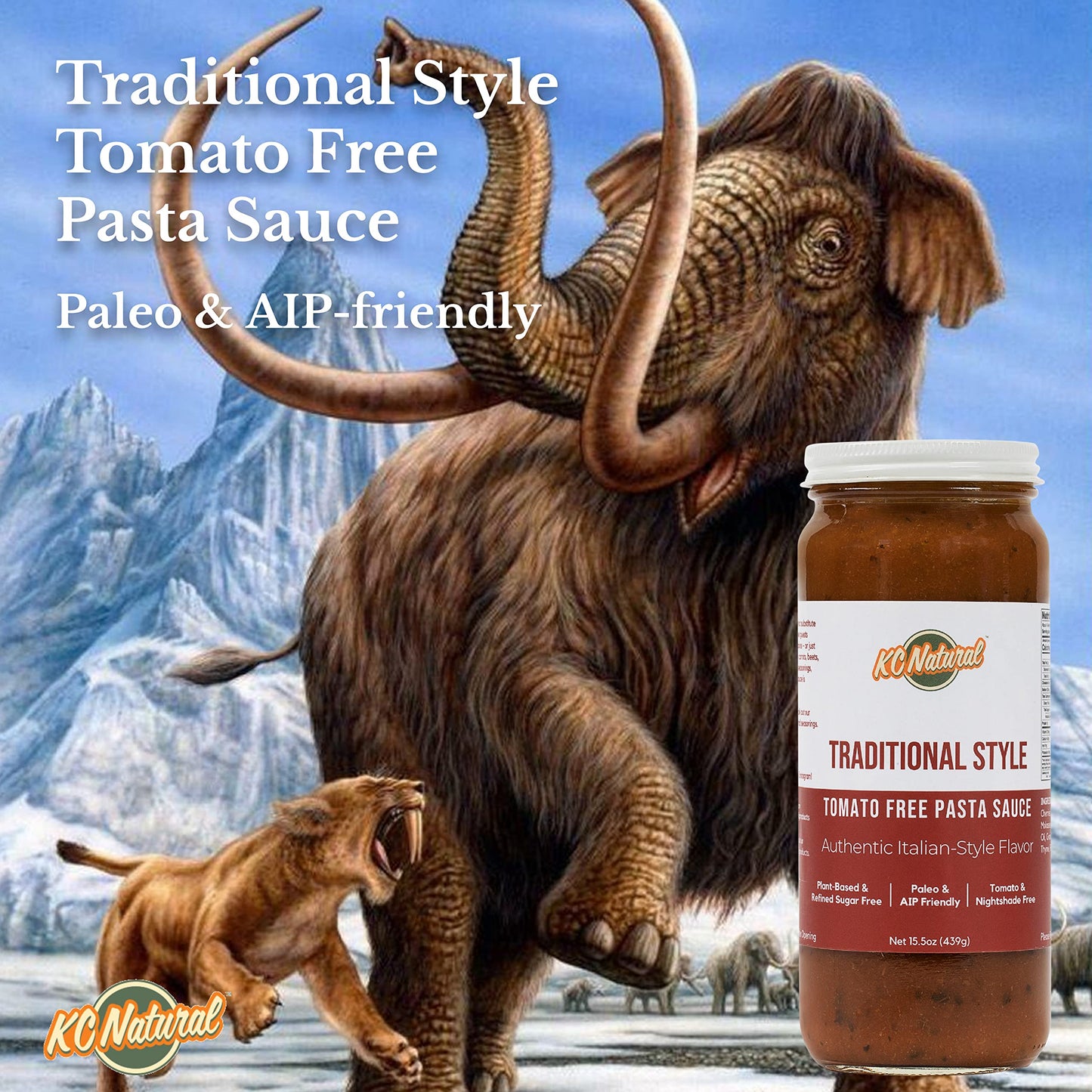 KC Natural | Traditional Style Tomato Free Pasta Sauce | 280mg Sodium (1-pack, 1.00)