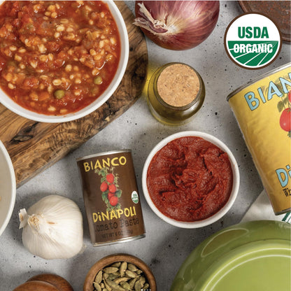 Bianco DiNapoli Organic Tomato Paste, 6 Oz (Pack of 12), Vine Ripened California Grown Tomatoes, Canned Tomato Paste for Soups, Sauces, Pasta and More