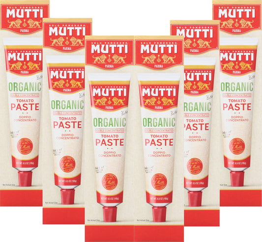 Mutti Double Concentrated Organic Tomato Paste (Doppio Concentrato), 6.5 oz. | 6 Pack | Italy’s #1 Brand of Tomatoes | Tube Tomato Paste | Vegan Friendly & Gluten Free | No Additives or Preservatives