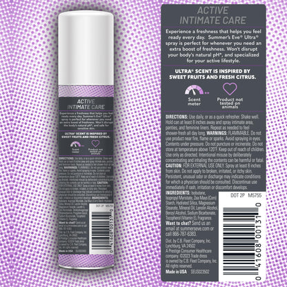 Summer's Eve Ultra Feminine Spray, Daily Body Spray for Women, Feminine Care that Neutralizes & Reduces Body Odor, Gynecologist-Tested, 2 oz, 3 Pack