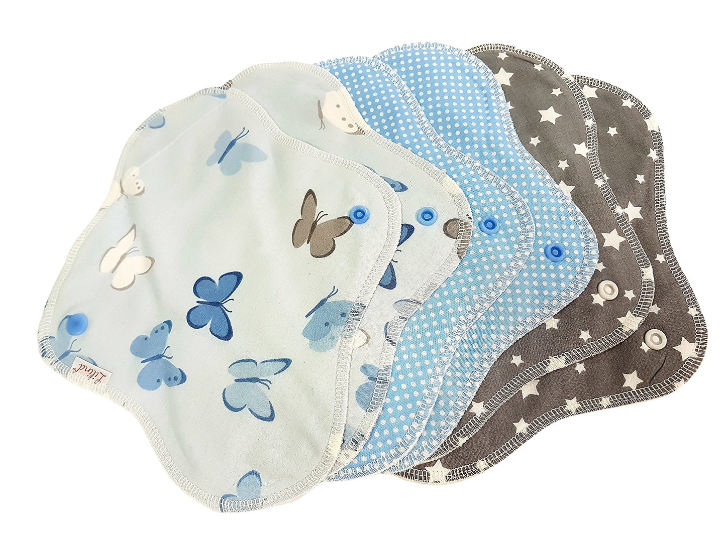 Lilind® 6 Pack Everyday 9" Regular Organic Cloth Pads on Random Color, Reusable Menstrual Sanitary Napkins, 100% Cotton