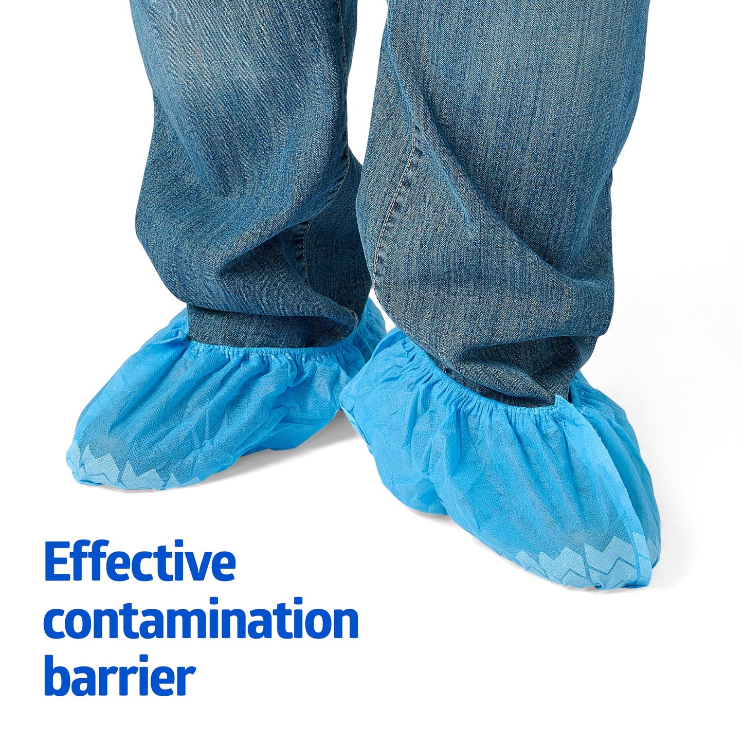 Medline Spunbond Polypropylene Nonskid Shoe Covers, Blue, Regular/Large, Serged Seam, Box of 100 Each