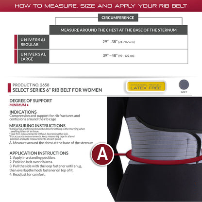 OTC Rib Belt for Women, 6-Inch Elastic Chest, Select Series, Universal Regular