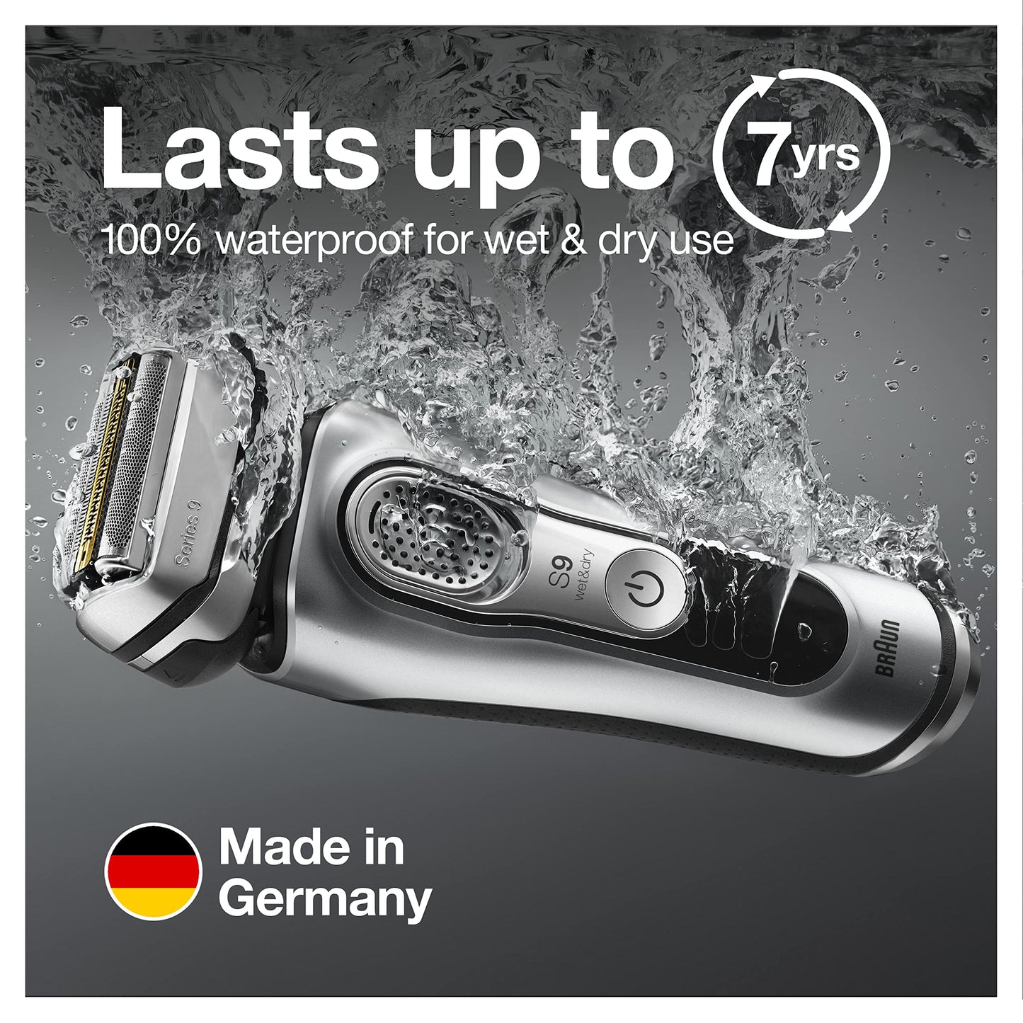 Braun Electric Razor for Men With Precision Beard Trimmer, Rechargeable, Wet & Dry Foil Shaver, Clean & Charge Station & Travel Case, Silver, 3 Piece Set