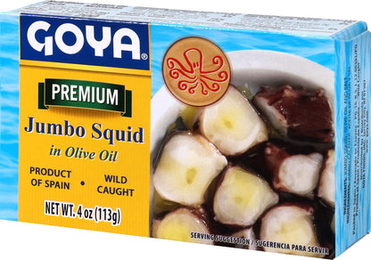 Goya Foods Octopus Style Squid Pieces in Olive Oil, 4 Ounce (Pack of 25)