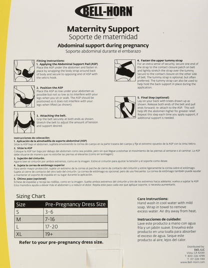 Bell-Horn Maternity Support Belt, Medium (Dress Size: 7-16)