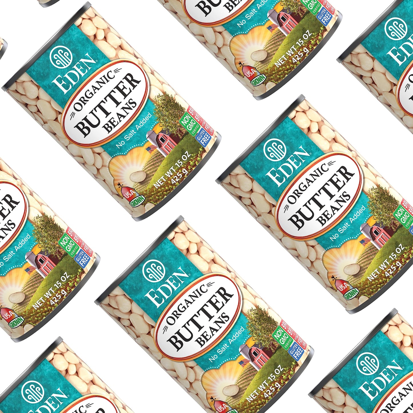Eden Organic Butter Beans, (Baby Lima Beans), No Salt Added, USA Grown, Non GMO, 15 oz (12-Pack)